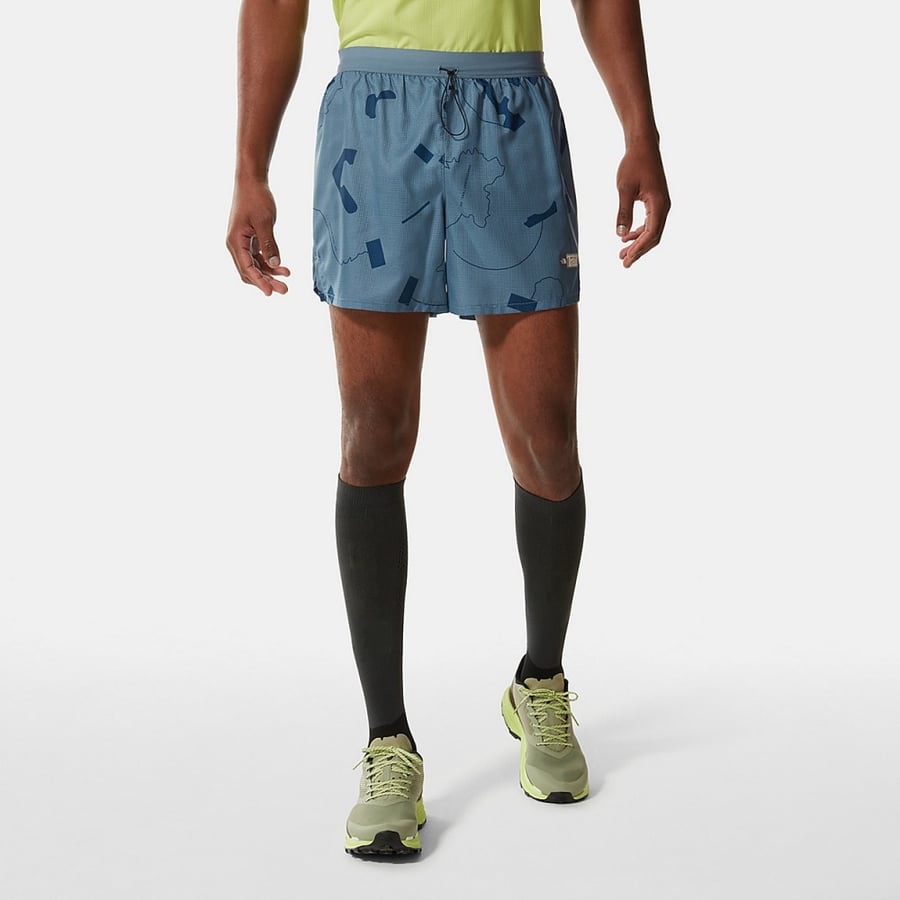 THE NORTH FACE Szorty sportowe męskie PRINTED SUNRISER SHORT REG goblin blue trail marker print